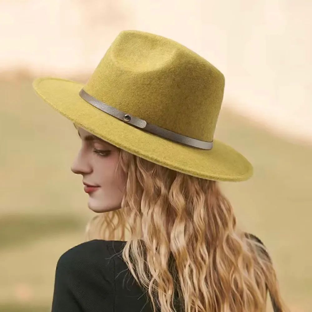 Camel Panama Fedora Hat Wide Brim Felt Hat Vegan Stylish Boho Fashion